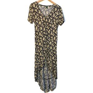 WILD FABLE  High Low Maxi Dress Women's M/L Black Yellow Floral.